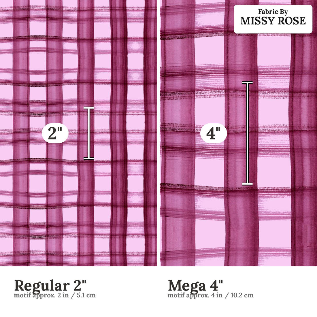 Laura Hamzic 30 Regular 2 inch vs Mega 4 inch print scale side by side | Fabric by Missy Rose