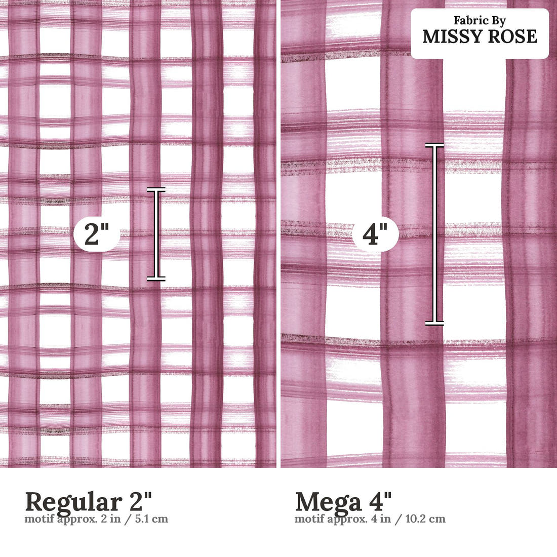 Laura Hamzic 31 Regular 2 inch vs Mega 4 inch print scale side by side | Fabric by Missy Rose