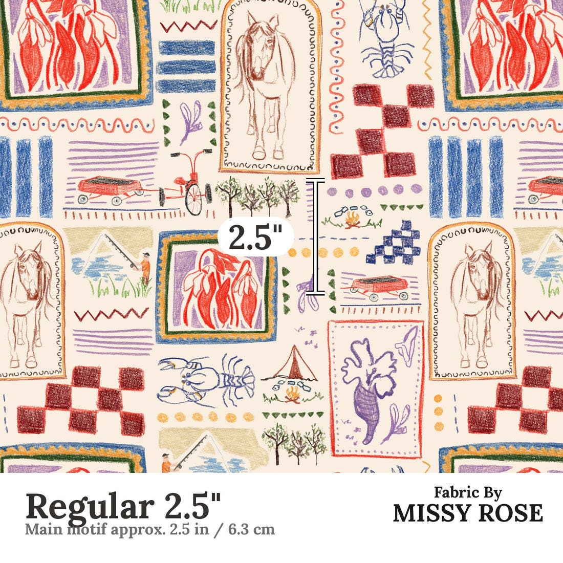 Laura Hamzic 37 Regular 2.5 inch print scale guide | Fabric by Missy Rose