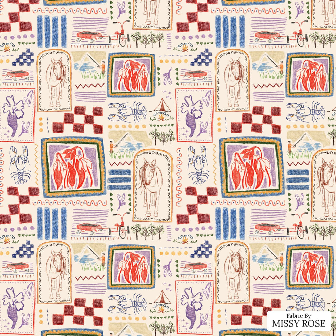 Laura Hamzic 37 - flat view of the print, zoom in for detail | Fabric by Missy Rose