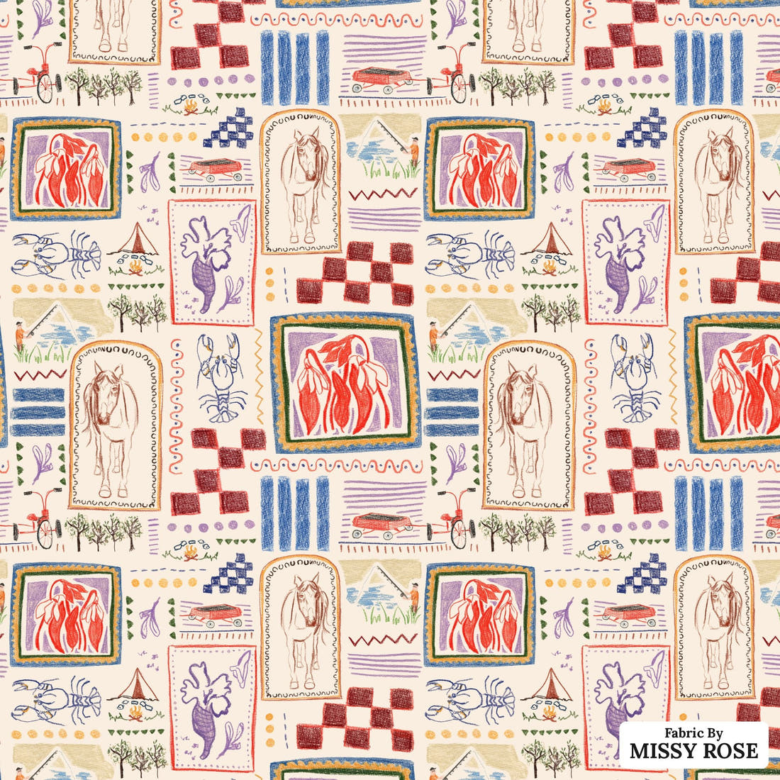 Laura Hamzic 37 - flat view of the print, zoom in for detail | Fabric by Missy Rose