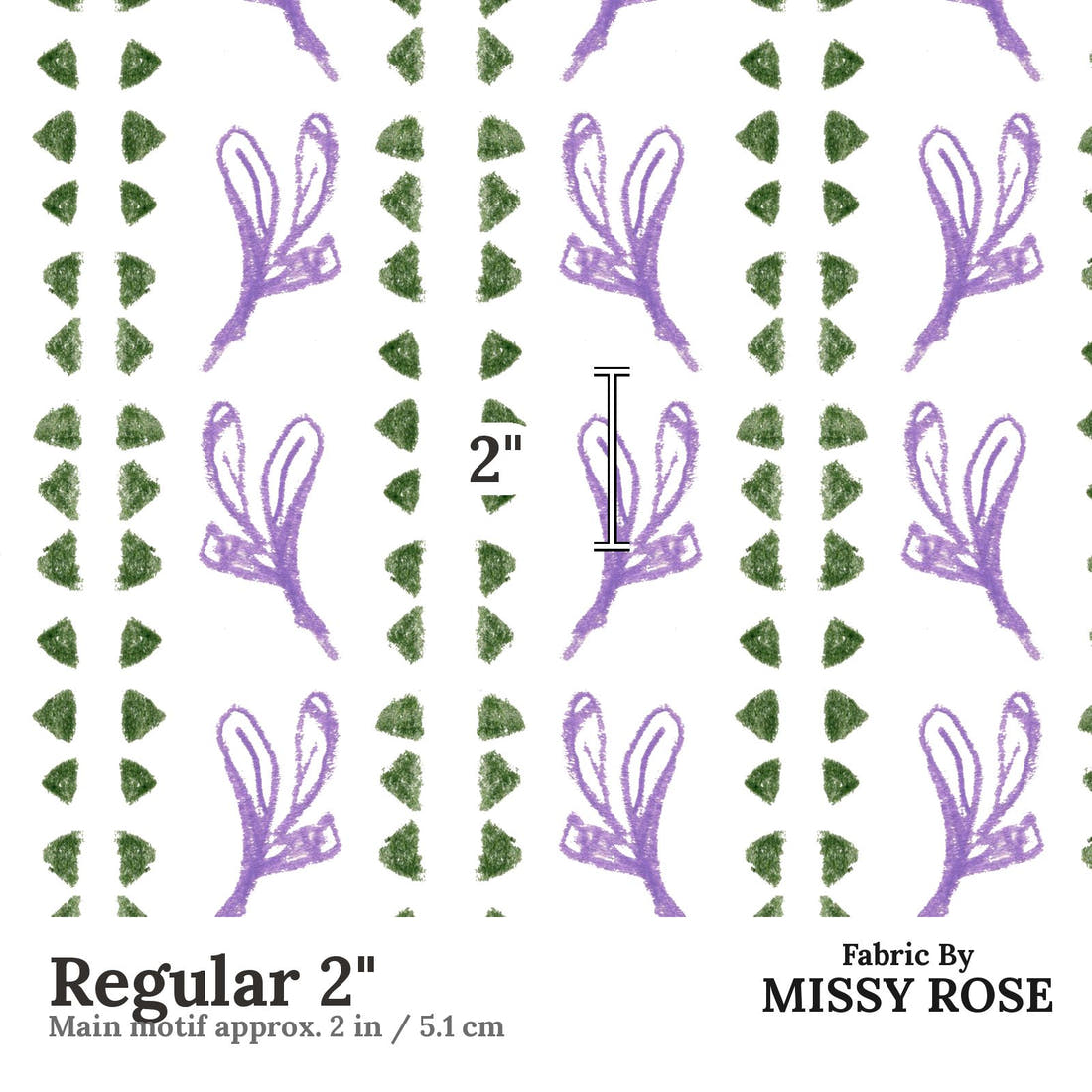 Laura Hamzic 43 Regular 2 inch print scale guide | Fabric by Missy Rose