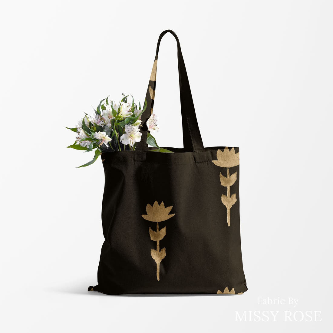 Laura Hamzic 45 made up as a tote bag - see how the print looks made up | Fabric by Missy Rose
