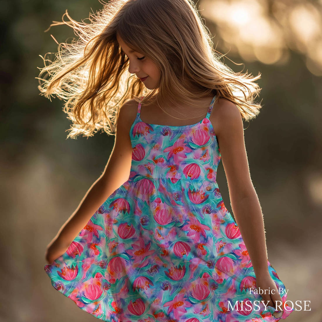 Laura Hamzic 48 sewn into a girls' dress - see how the print looks made up | Fabric by Missy Rose