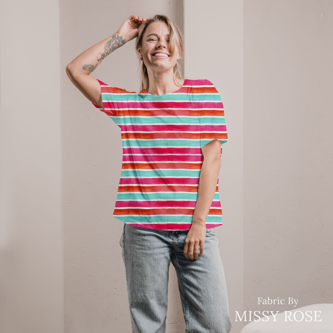 Laura Hamzic 49 sewn into an all-over print shirt - see how the print looks made up | Fabric by Missy Rose