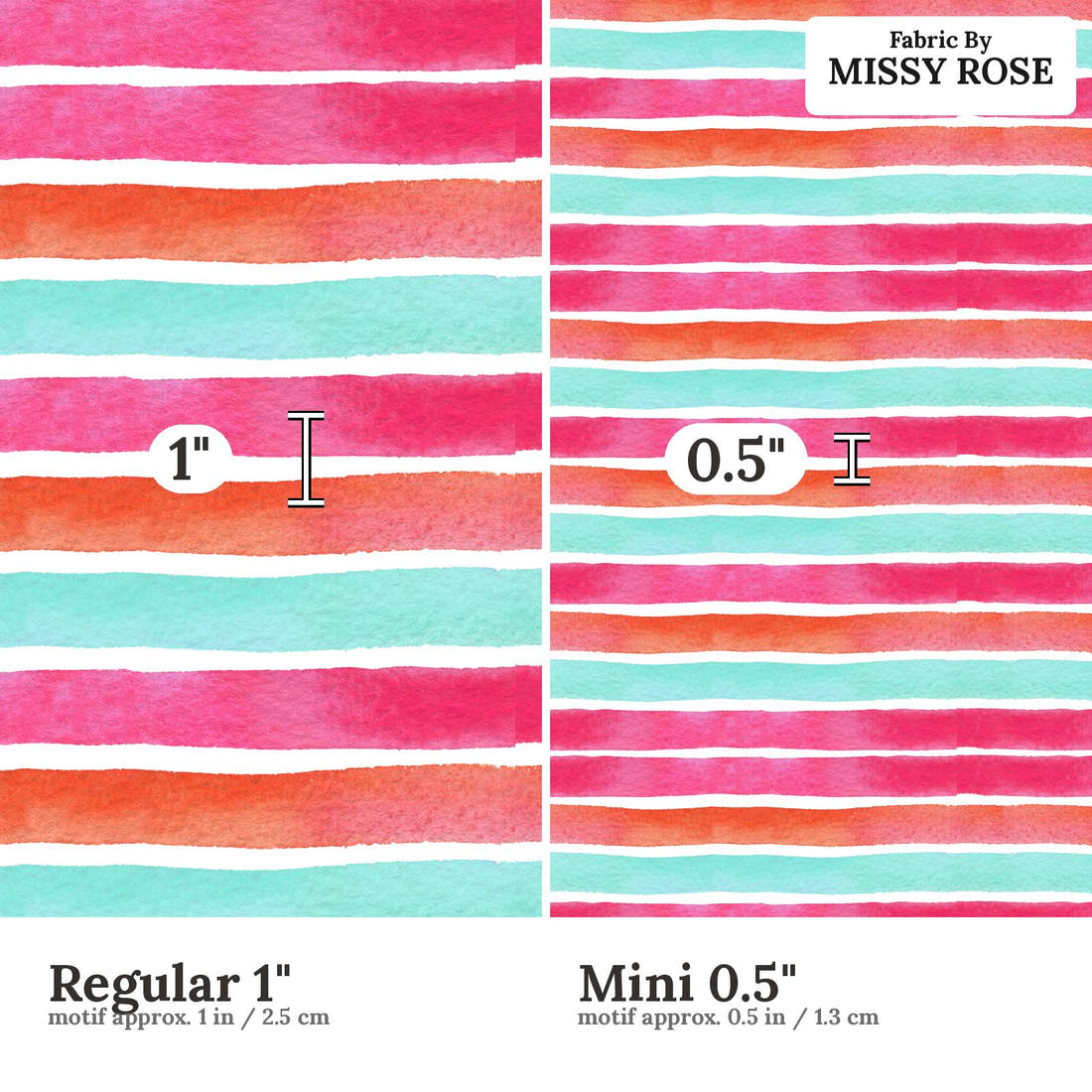 Laura Hamzic 49 Regular 1 inch vs Mini 0.5 inch print scale side by side | Fabric by Missy Rose