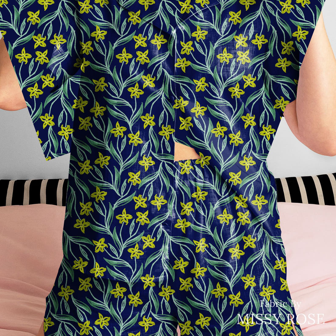 Laura Hamzic 54 sewn into a women's pyjama set - see how the print looks made up | Fabric by Missy Rose