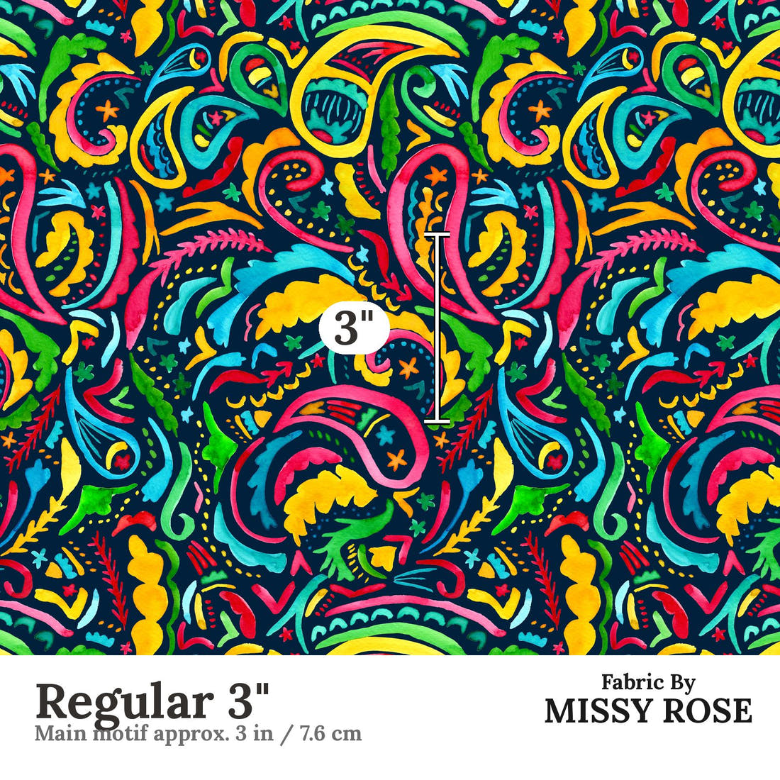 Laura Hamzic 56 Regular 3 inch print scale guide | Fabric by Missy Rose