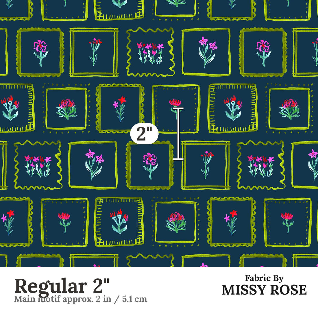 Laura Hamzic 57 Regular 2 inch print scale guide | Fabric by Missy Rose
