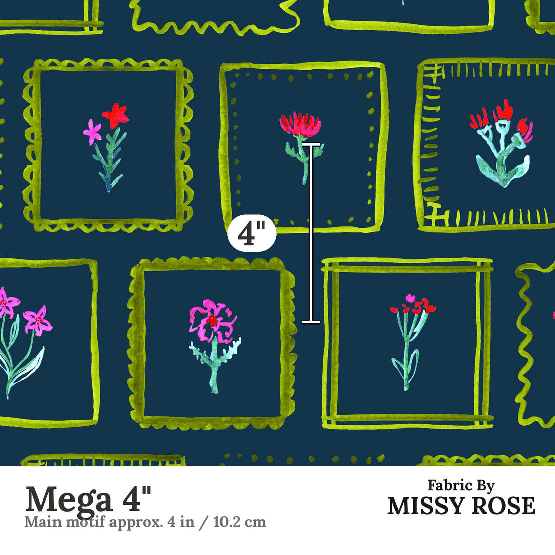 Laura Hamzic 57 Mega 4 inch print scale guide | Fabric by Missy Rose