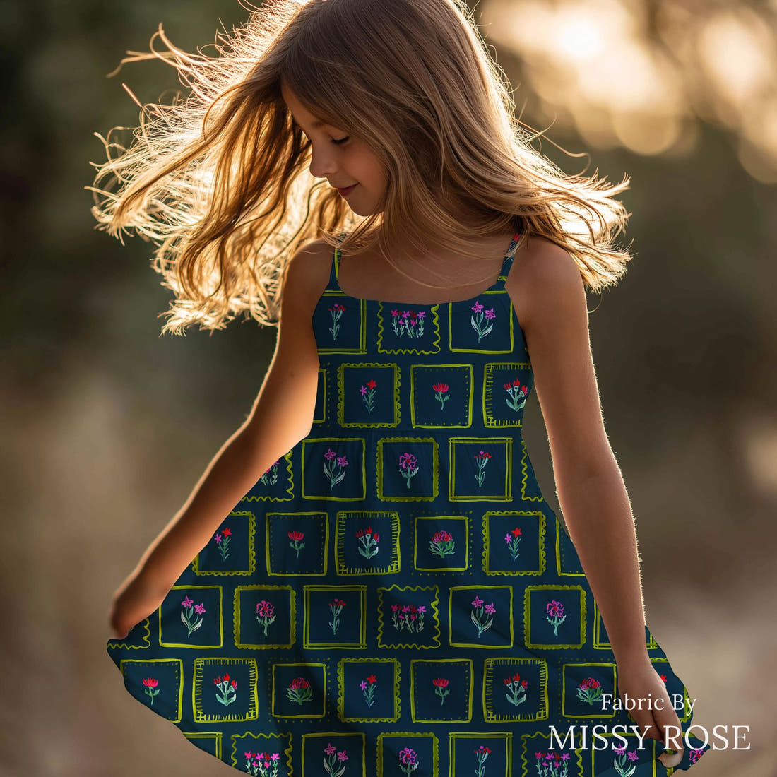 Laura Hamzic 57 sewn into a girls' dress - see how the print looks made up | Fabric by Missy Rose