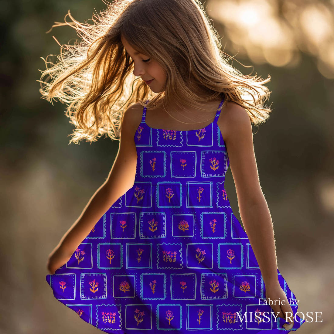 Laura Hamzic 59 sewn into a girls' dress - see how the print looks made up | Fabric by Missy Rose