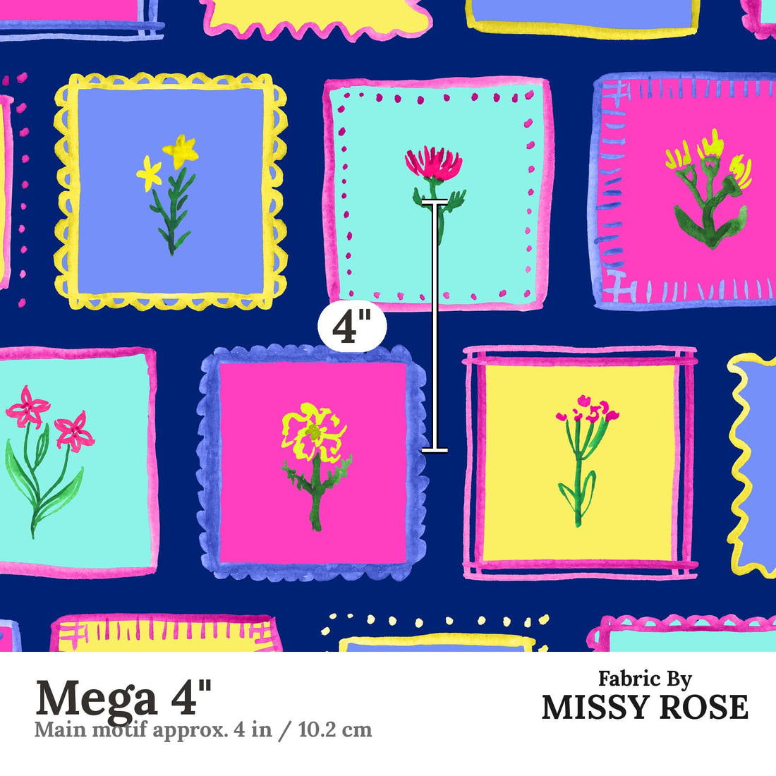 Laura Hamzic 60 Mega 4 inch print scale guide | Fabric by Missy Rose