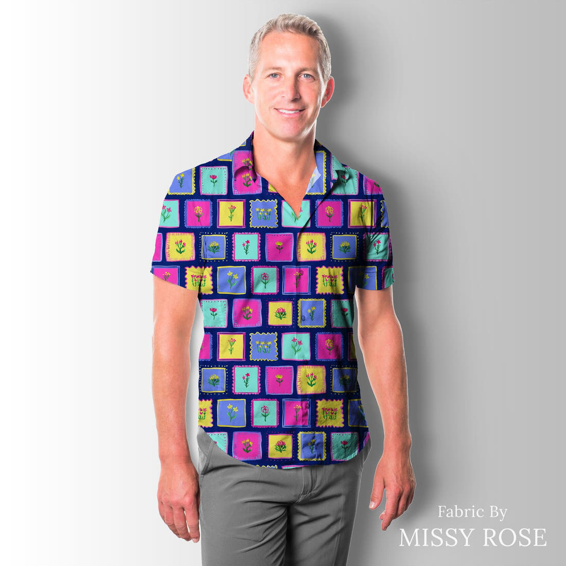 Laura Hamzic 60 sewn into a men's shirt - see how the print looks made up | Fabric by Missy Rose