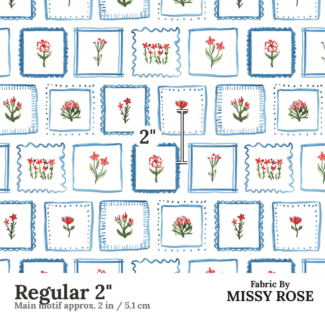 Laura Hamzic 61 Regular 2 inch print scale guide | Fabric by Missy Rose