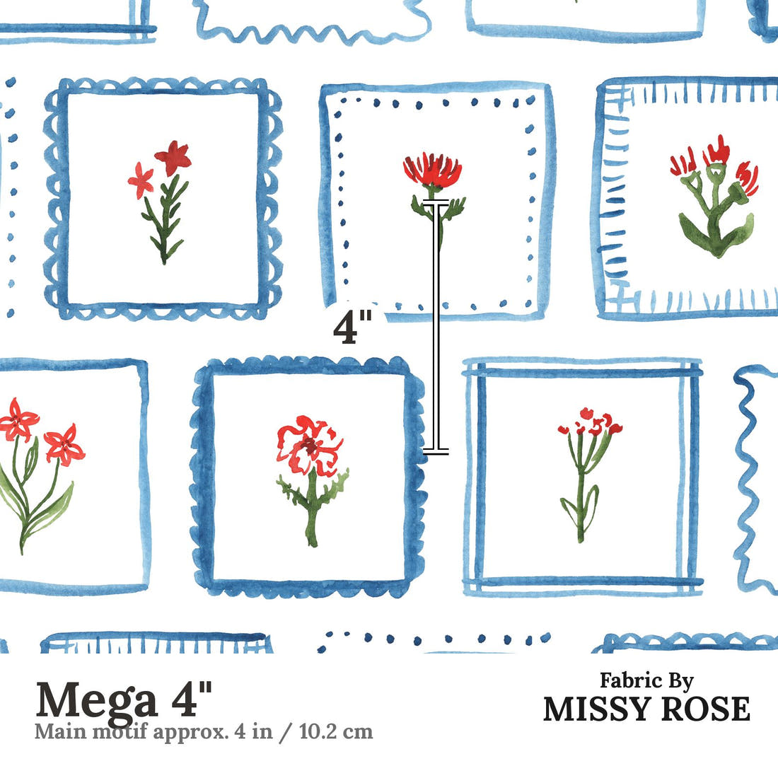 Laura Hamzic 61 Mega 4 inch print scale guide | Fabric by Missy Rose