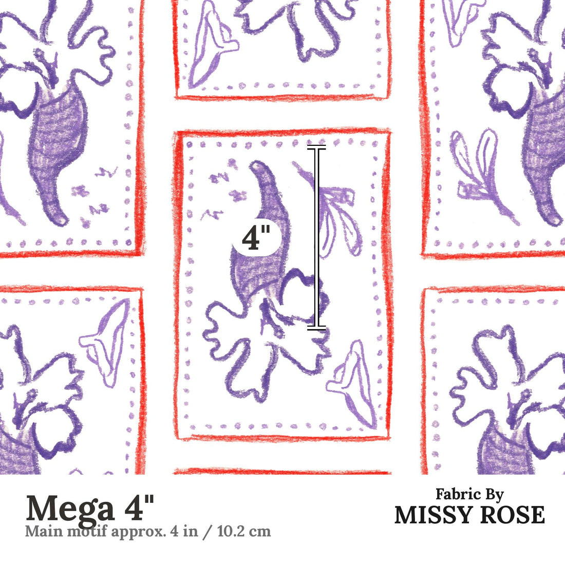 Laura Hamzic 62 Mega 4 inch print scale guide | Fabric by Missy Rose