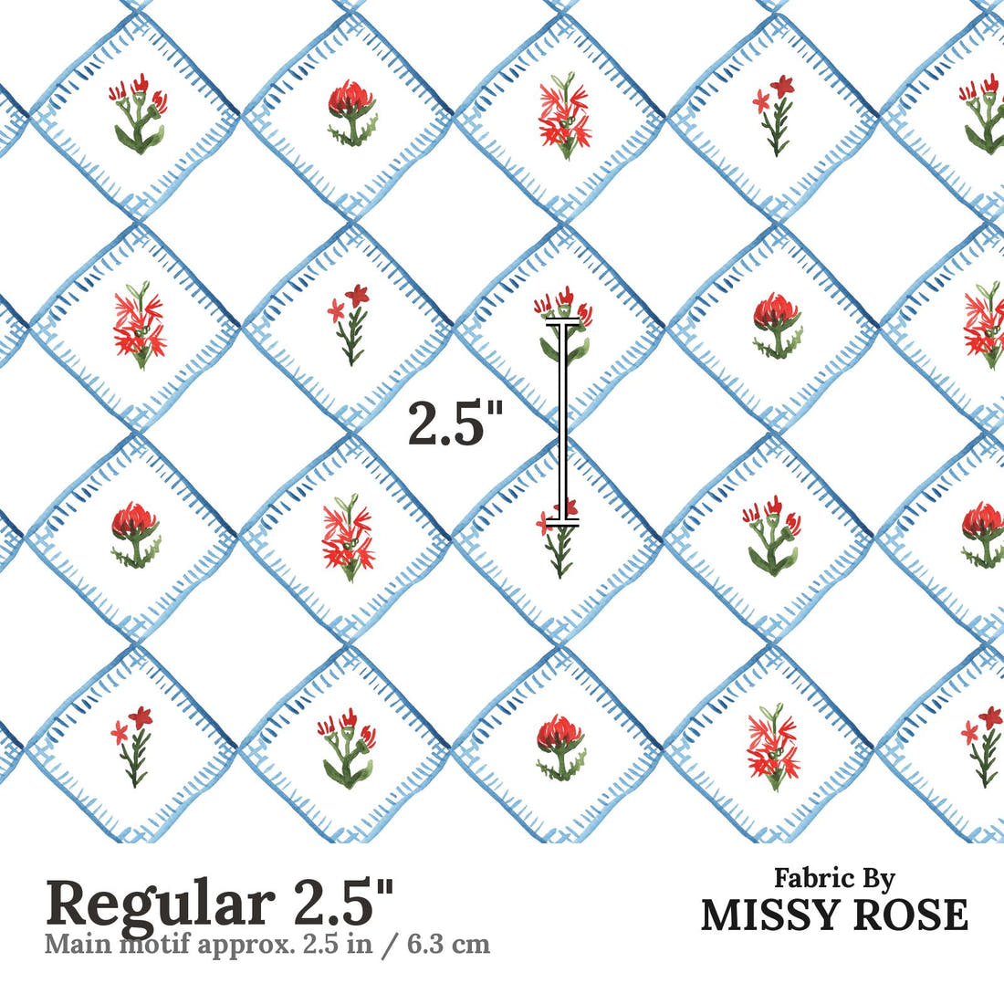 Laura Hamzic 64 Regular 2.5 inch print scale guide | Fabric by Missy Rose