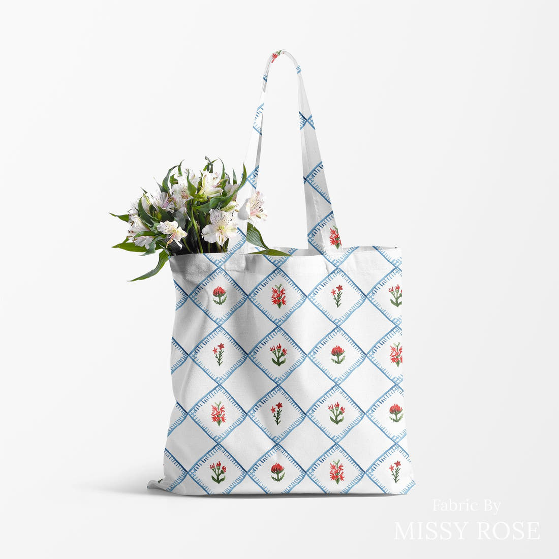 Laura Hamzic 64 made up as a tote bag - see how the print looks made up | Fabric by Missy Rose