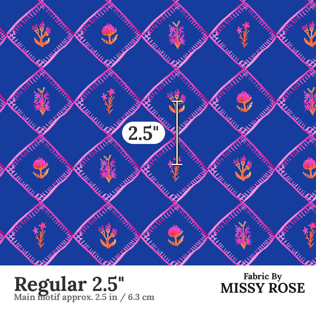 Laura Hamzic 65 Regular 2.5 inch print scale guide | Fabric by Missy Rose