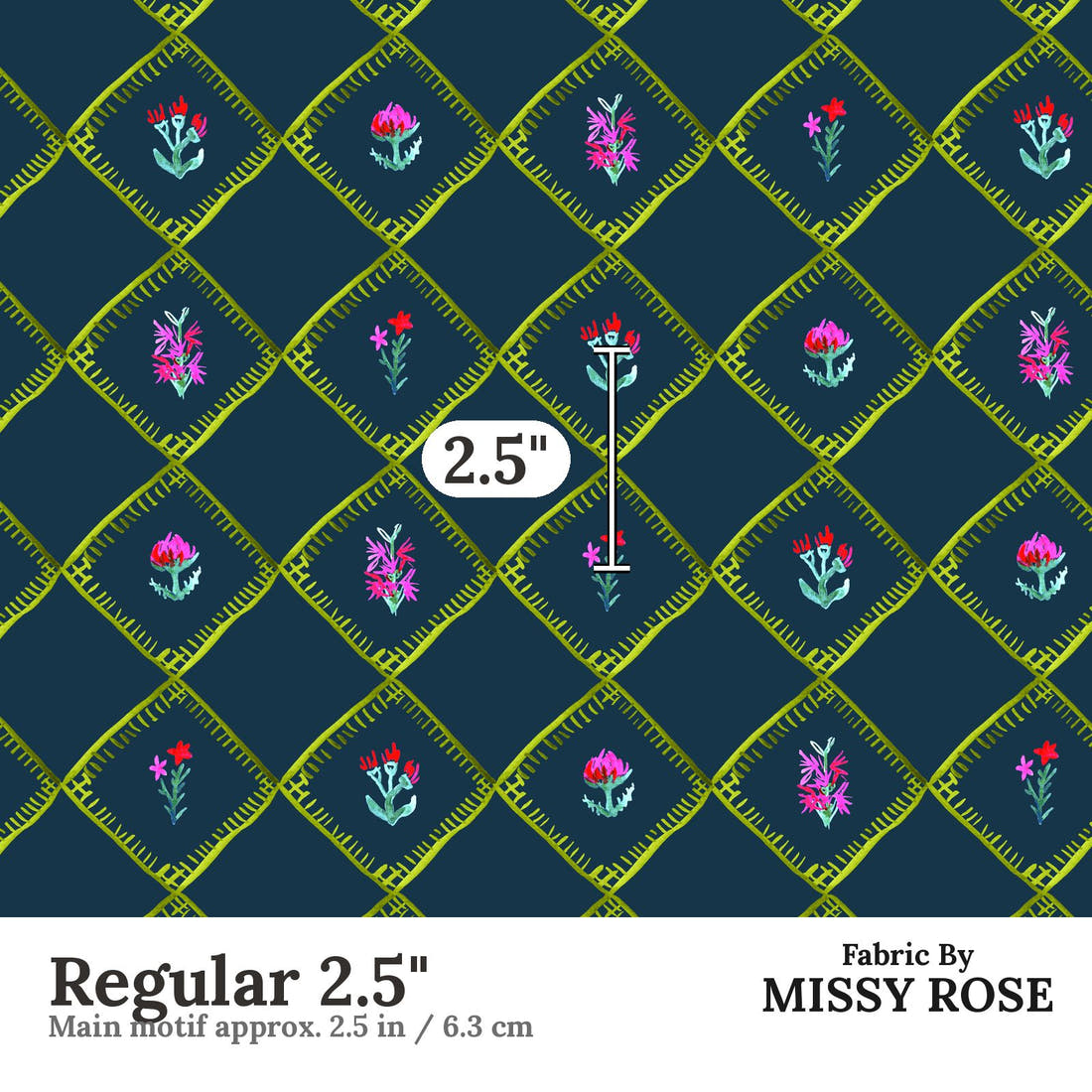 Laura Hamzic 66 Regular 2.5 inch print scale guide | Fabric by Missy Rose