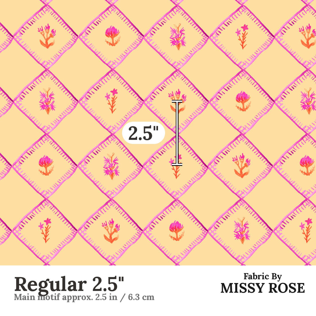 Laura Hamzic 67 Regular 2.5 inch print scale guide | Fabric by Missy Rose