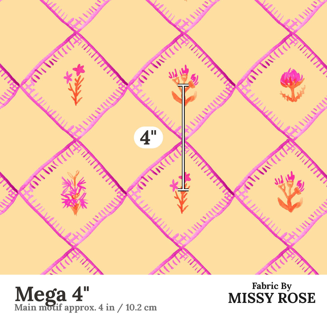 Laura Hamzic 67 Mega 4 inch print scale guide | Fabric by Missy Rose