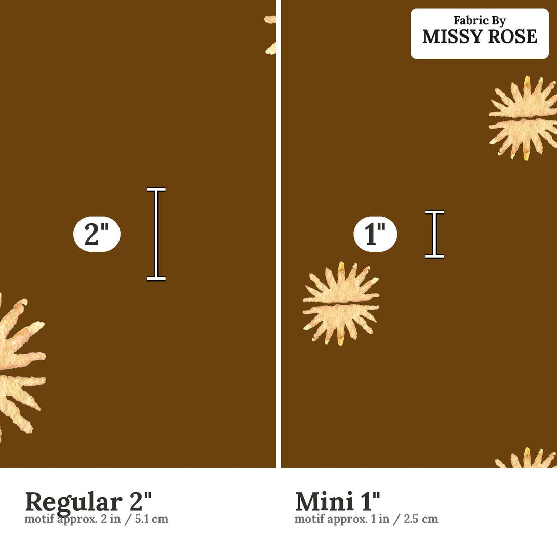 Laura Hamzic 85 Regular 2 inch vs Mini 1 inch print scale side by side | Fabric by Missy Rose