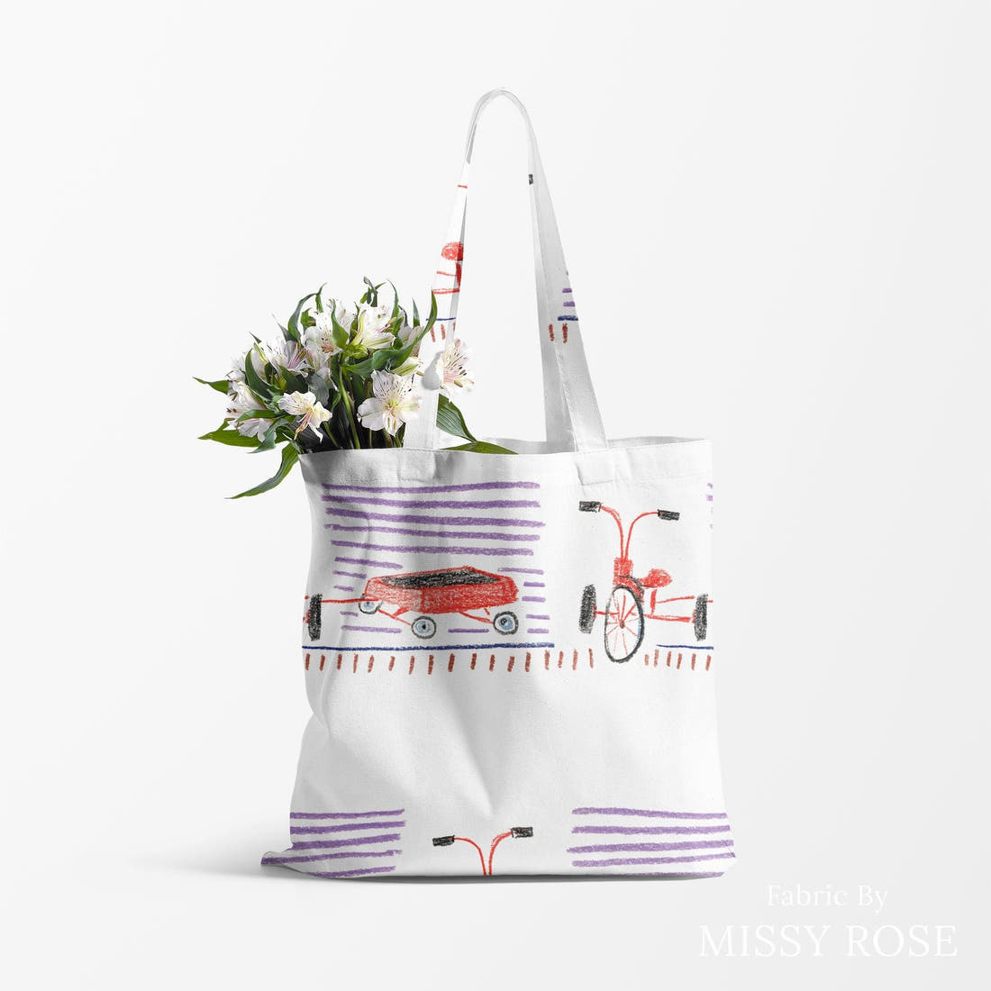 Laura Hamzic 88 made up as a tote bag - see how the print looks made up | Fabric by Missy Rose
