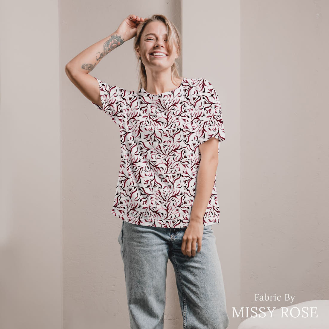 Laura Hamzic 90 sewn into an all-over print shirt - see how the print looks made up | Fabric by Missy Rose