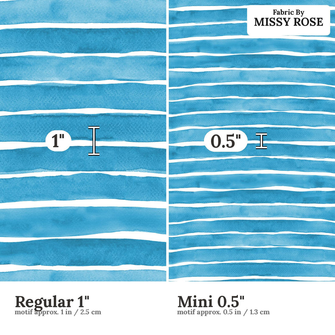 Laura Hamzic 93 Regular 1 inch vs Mini 0.5 inch print scale side by side | Fabric by Missy Rose