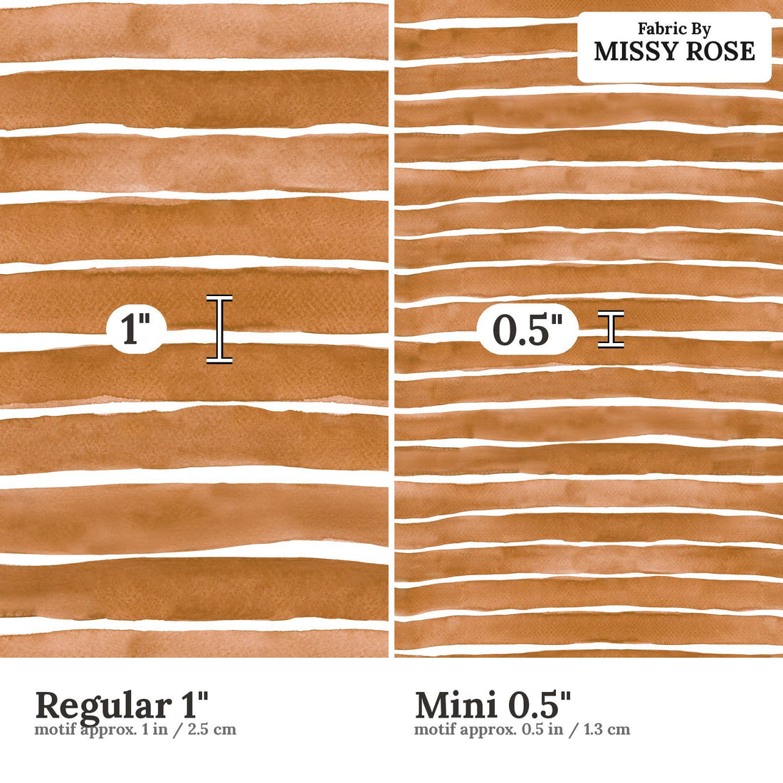 Laura Hamzic 95 Regular 1 inch vs Mini 0.5 inch print scale side by side | Fabric by Missy Rose