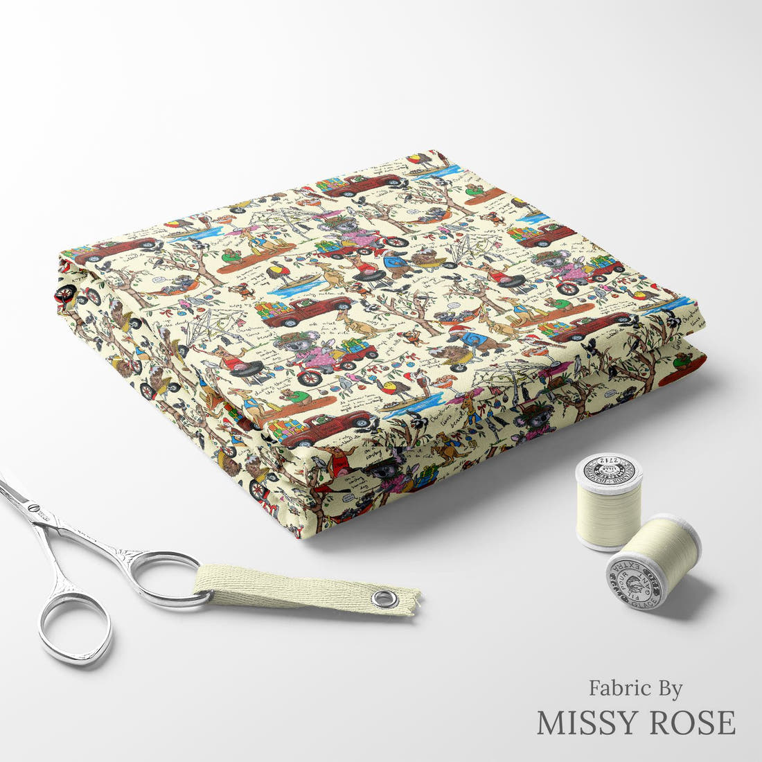 Laura Hamzic 97 folded fabric stack with matching thread - pre-order fabric Australia | Fabric by Missy Rose