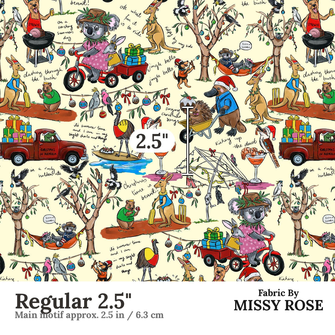 Laura Hamzic 97 Regular 2.5 inch print scale guide | Fabric by Missy Rose