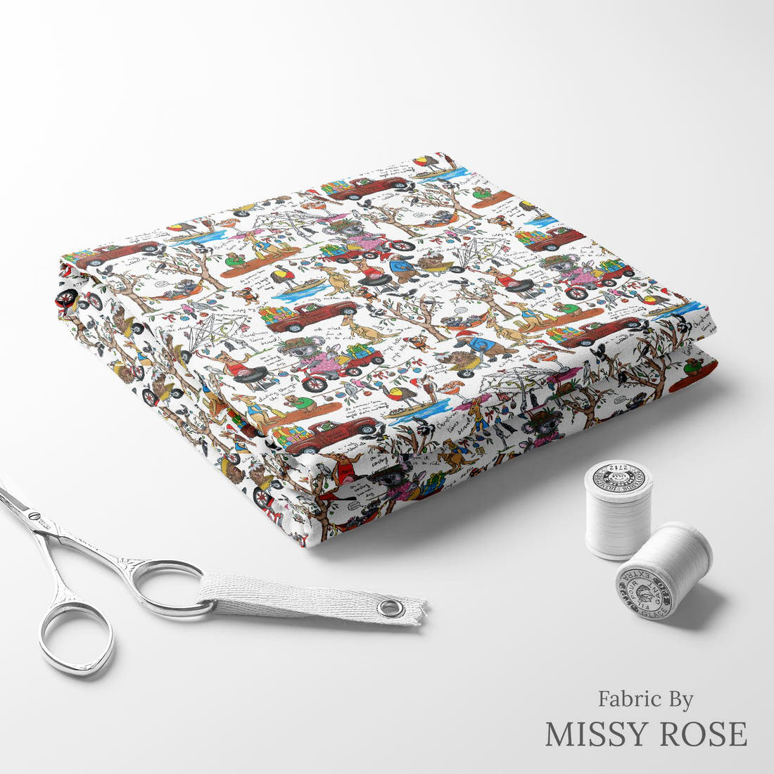 Laura Hamzic 98 folded fabric stack with matching thread - pre-order fabric Australia | Fabric by Missy Rose