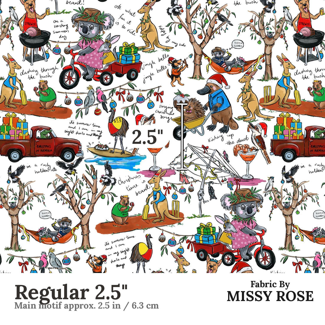 Laura Hamzic 98 Regular 2.5 inch print scale guide | Fabric by Missy Rose