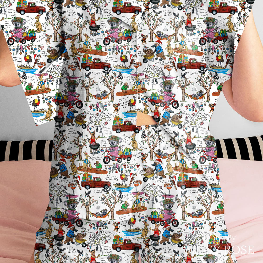 Laura Hamzic 98 sewn into a women's pyjama set - see how the print looks made up | Fabric by Missy Rose
