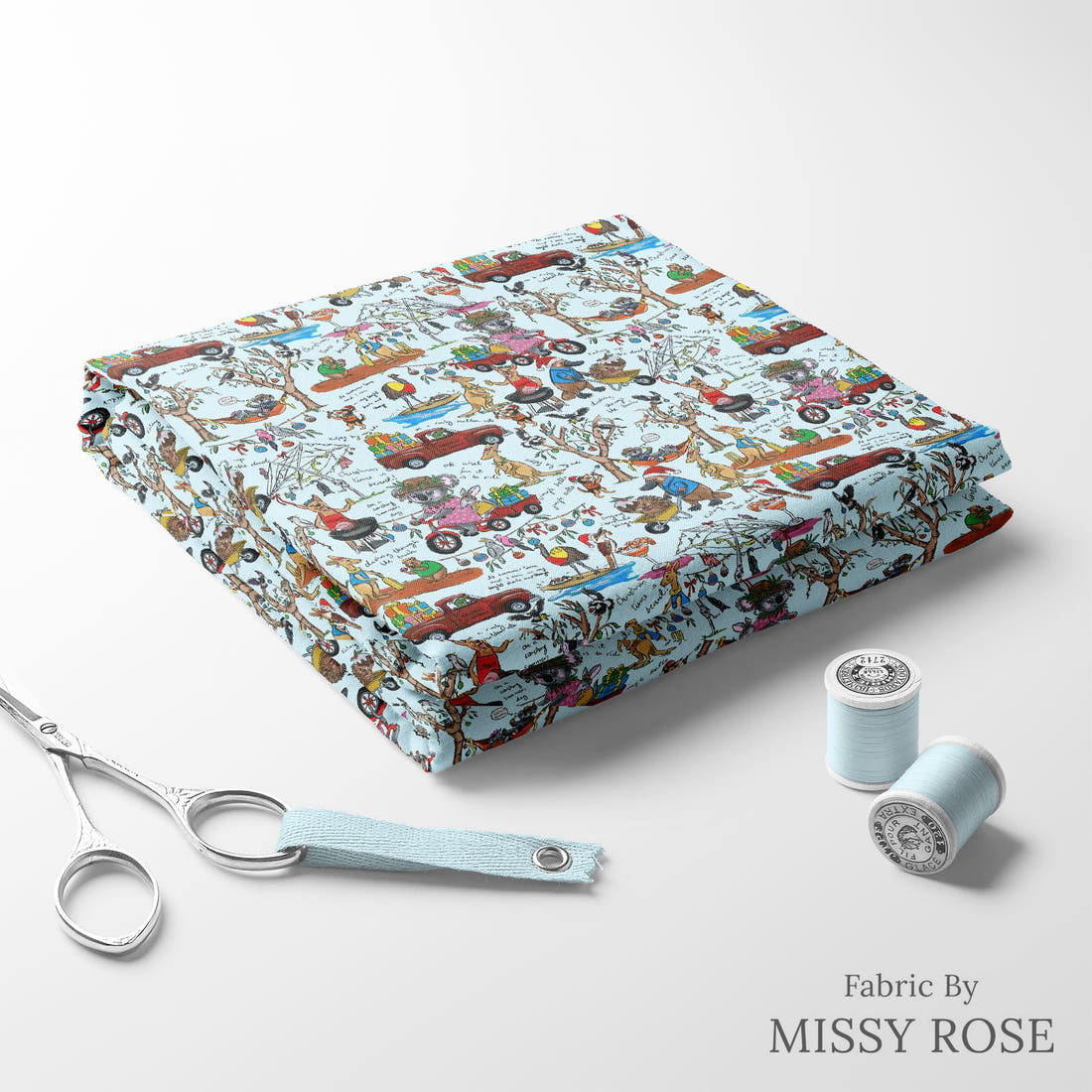Laura Hamzic 99 folded fabric stack with matching thread - pre-order fabric Australia | Fabric by Missy Rose