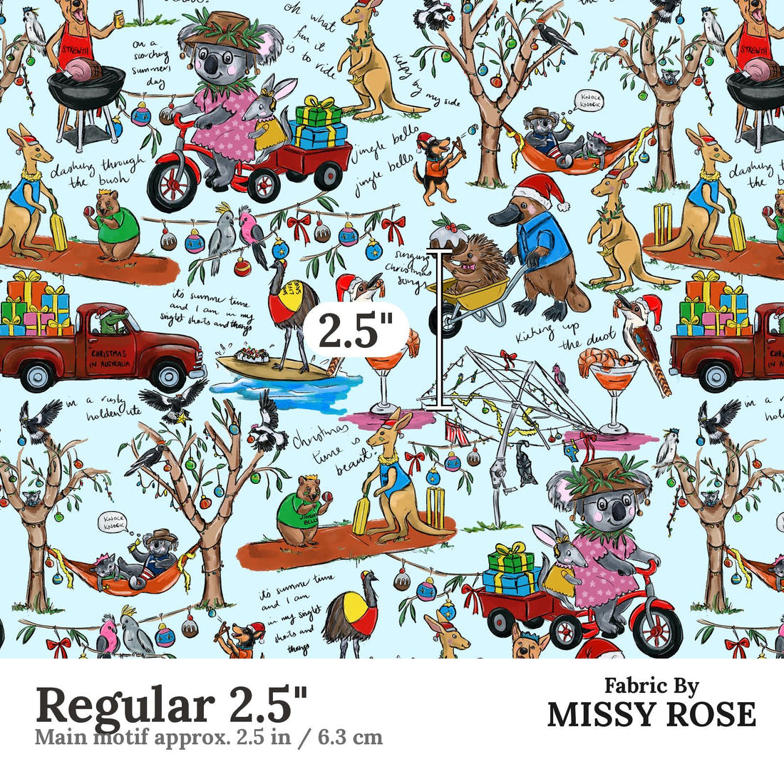Laura Hamzic 99 Regular 2.5 inch print scale guide | Fabric by Missy Rose