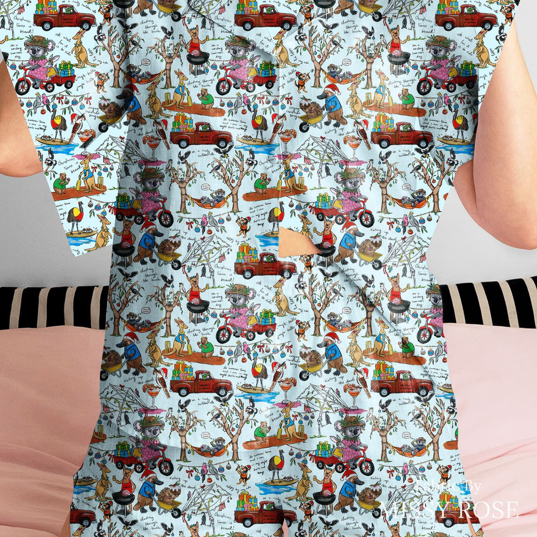 Laura Hamzic 99 sewn into a women's pyjama set - see how the print looks made up | Fabric by Missy Rose