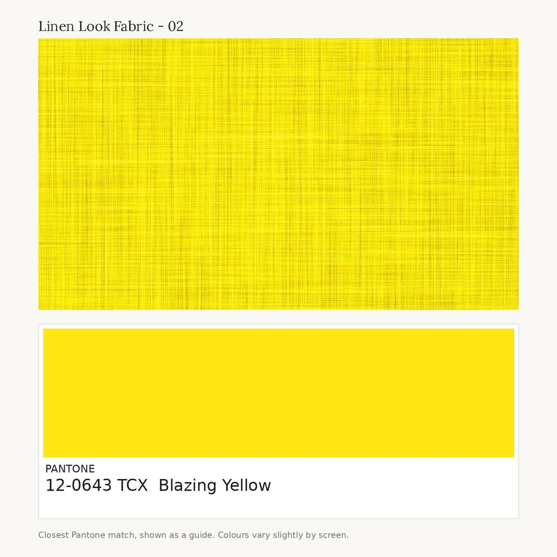 Linen Look Fabric 02 colour card - closest Pantone TCX 12-0643 Blazing Yellow | Fabric by Missy Rose