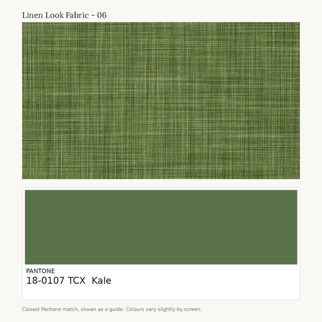 Linen Look Fabric 06 colour card - closest Pantone TCX 18-0107 Kale | Fabric by Missy Rose