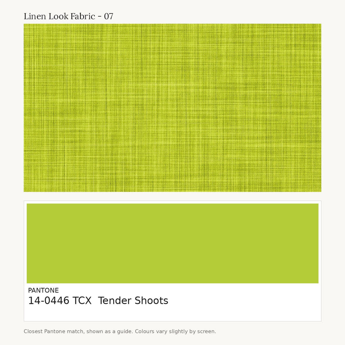 Linen Look Fabric 07 colour card - closest Pantone TCX 14-0446 Tender Shoots | Fabric by Missy Rose