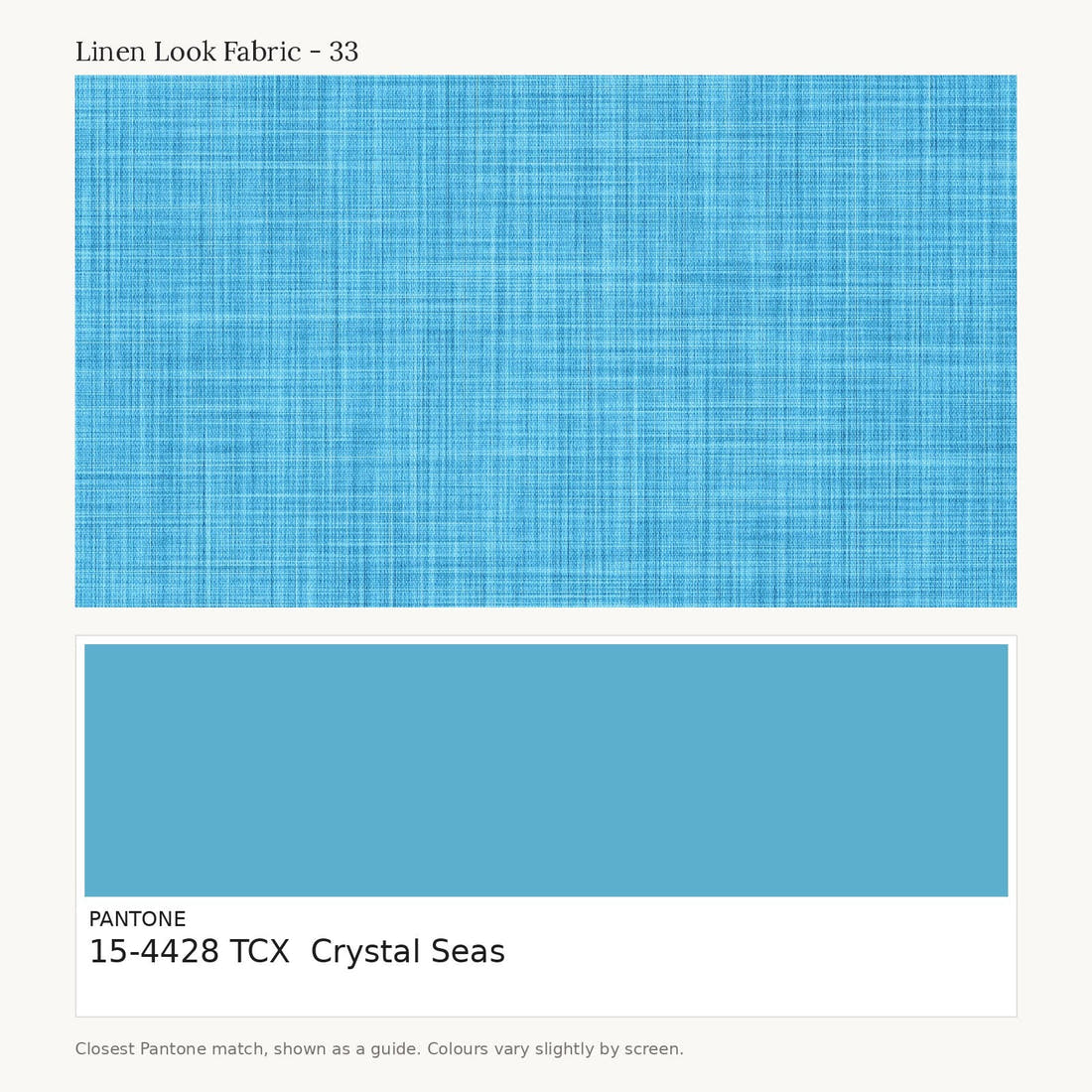 Linen Look Fabric 33 colour card - closest Pantone TCX 15-4428 Crystal Seas | Fabric by Missy Rose