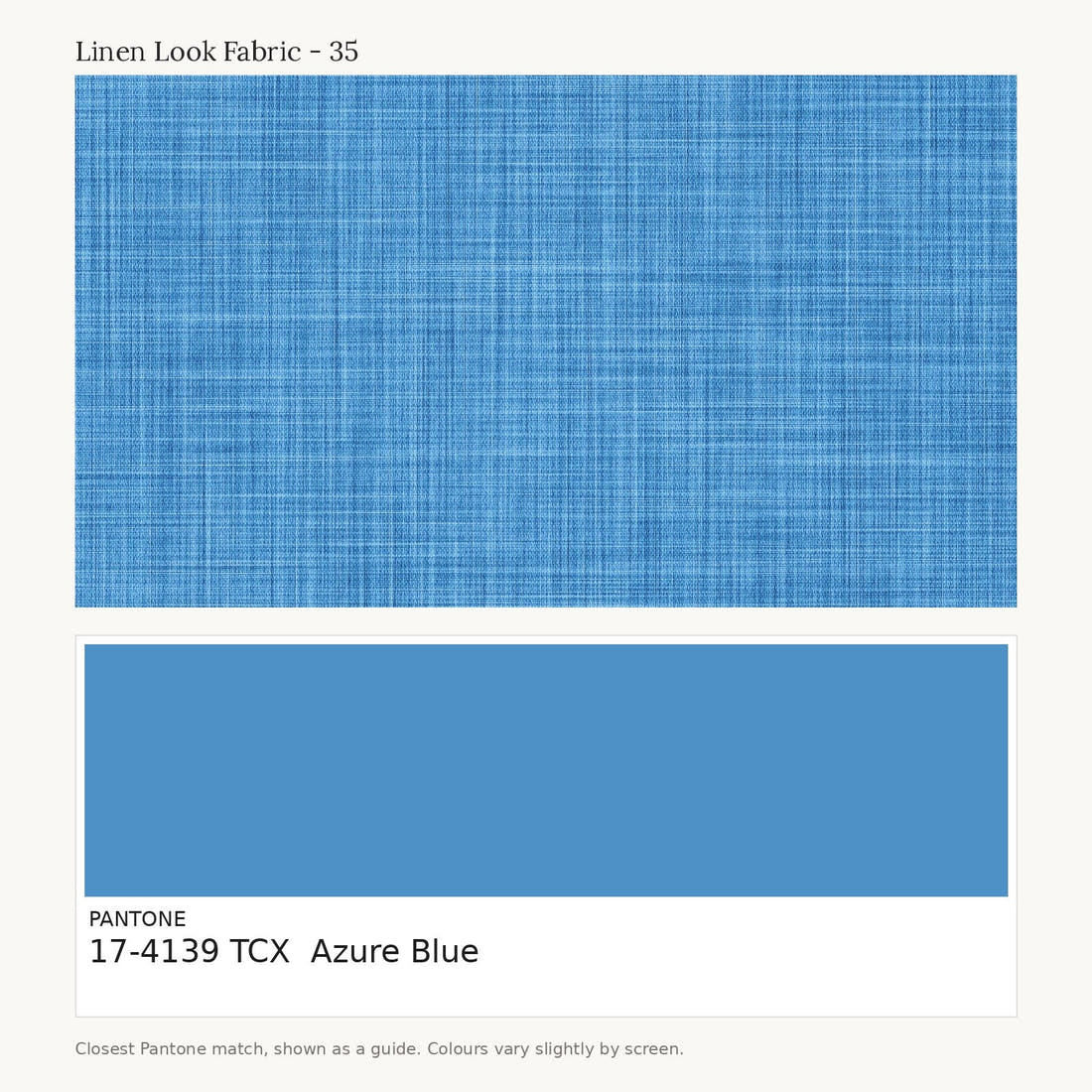 Linen Look Fabric 35 colour card - closest Pantone TCX 17-4139 Azure Blue | Fabric by Missy Rose