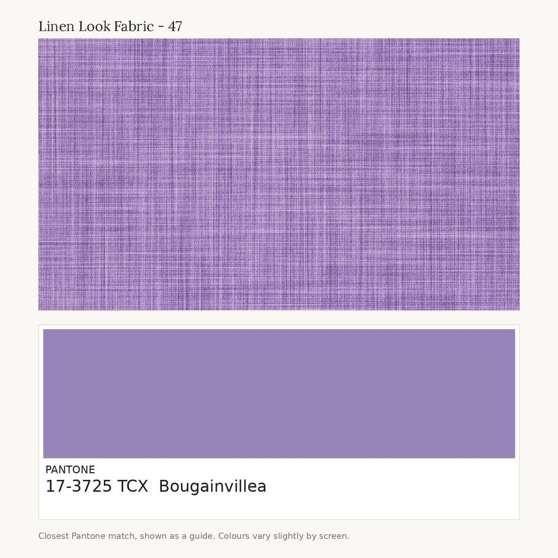Linen Look Fabric 47 colour card - closest Pantone TCX 17-3725 Bougainvillea | Fabric by Missy Rose