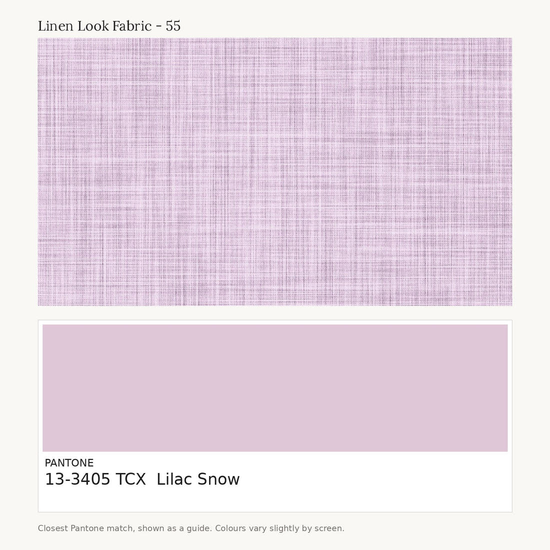 Linen Look Fabric 55 colour card - closest Pantone TCX 13-3405 Lilac Snow | Fabric by Missy Rose