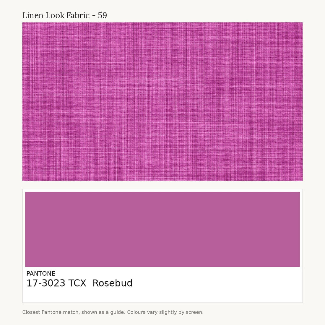 Linen Look Fabric 59 colour card - closest Pantone TCX 17-3023 Rosebud | Fabric by Missy Rose