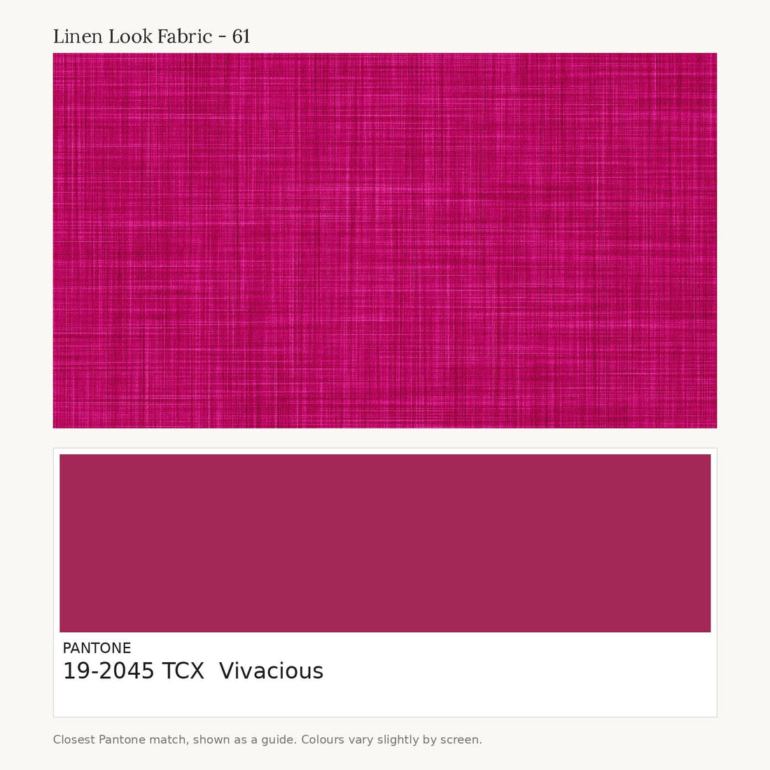 Linen Look Fabric 61 colour card - closest Pantone TCX 19-2045 Vivacious | Fabric by Missy Rose