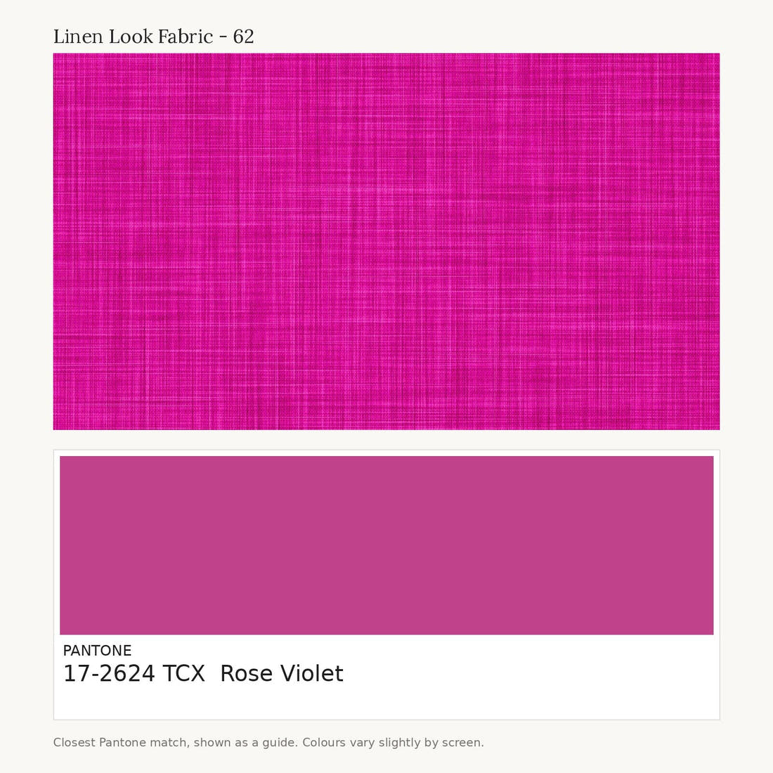 Linen Look Fabric 62 colour card - closest Pantone TCX 17-2624 Rose Violet | Fabric by Missy Rose